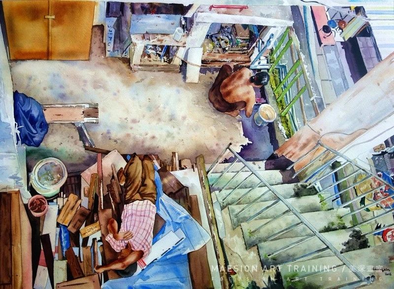 学画画水彩银杏叶老师作品5