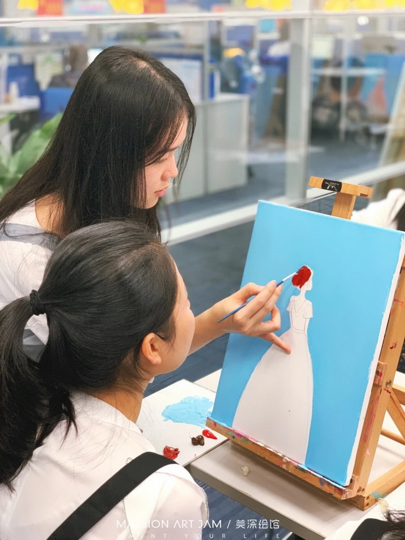 中国移动美深绘馆纱裙手作油画团建3
