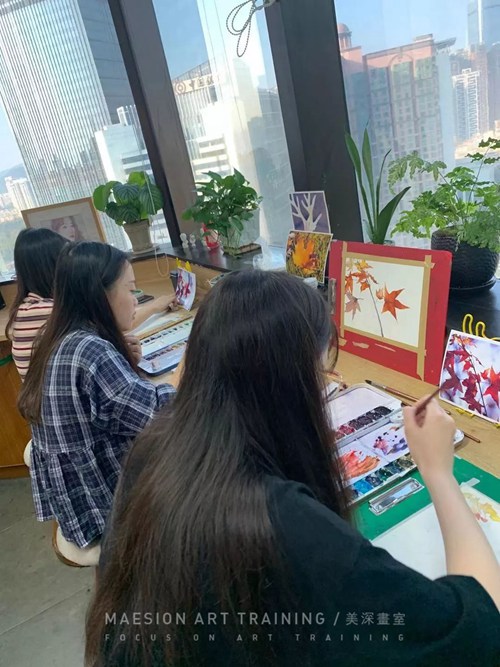 美深画室秋叶主题水彩课堂12