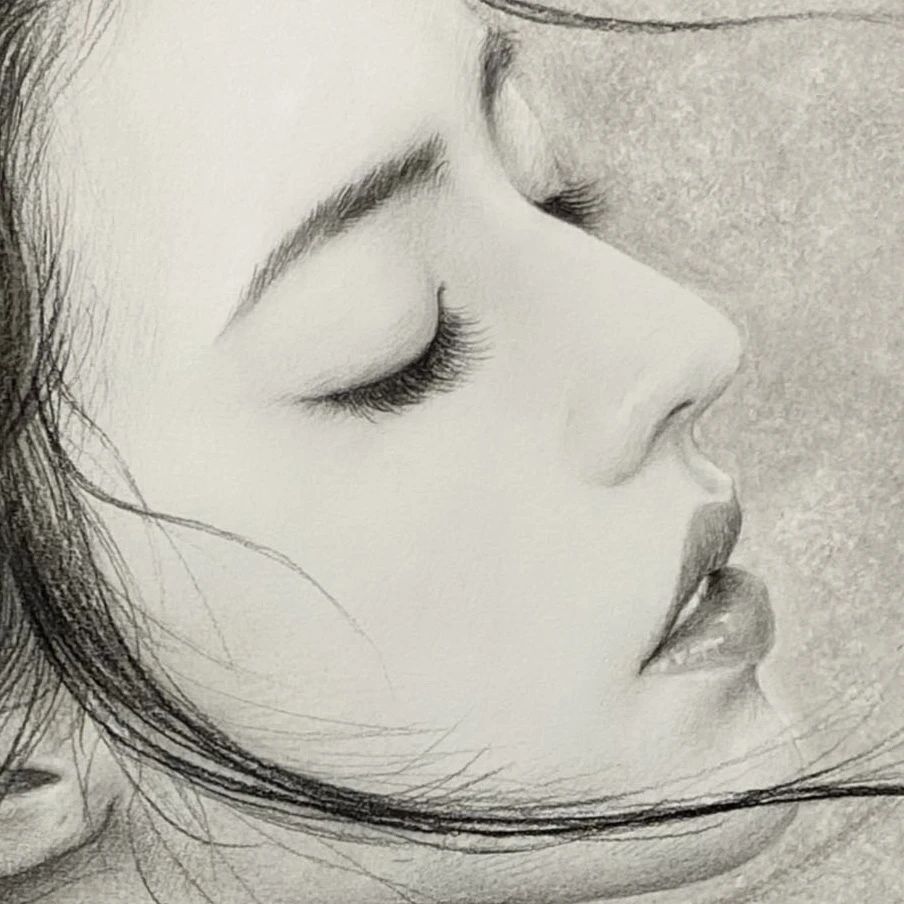 人像素描开班期间范画2局部1